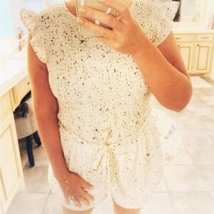 She + Sky Cream and Black Speckled Romper